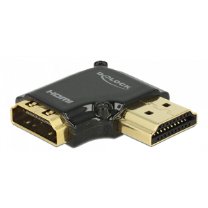 HDMI-adapter, 19-pin ho-ha, vinklad 90° höger, svart 65661
