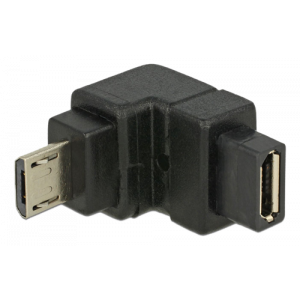 USB Typ Micro-B hane till USB Typ Micro-B hona adapter, vinklad nedåt, USB 2. 0, svart 65668