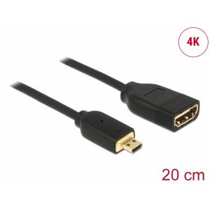 Cable High Speed HDMI with Ethernet – HDMI Micro-D male > HDMI-A female 3D 4K 20 cm 65687