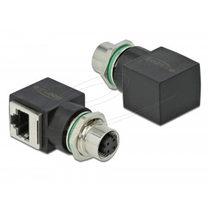 Network Adapter M12 D-coded 4 pin female to RJ45 jack 66312