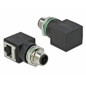 Network Adapter M12 4 pin D-coded male to RJ45 jack 66313