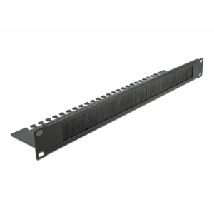 19″ Cable Management Brush Strip with Cable Support Plate 1U black 66484