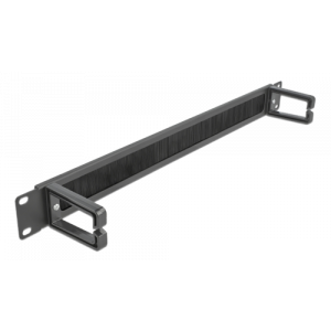 19″ Borstlist for kabelhantering med 2 krokar 1U svart 66486