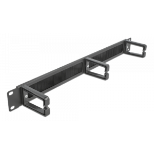 19″ Borstlist for kabelhantering med 3 krokar 1U svart 66488