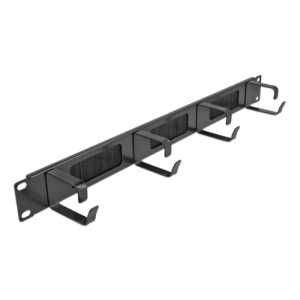 19″ Borstlist for kabelhantering med 4 krokar 1U svart 66489