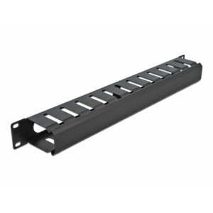 19″ Cable Management Routing Panel with 2 openings 1U black 66550