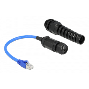 Kabel RJ45 hane till RJ45 hona Cat. 6 vattentät med kabelgenomföring och böjskydd 66809