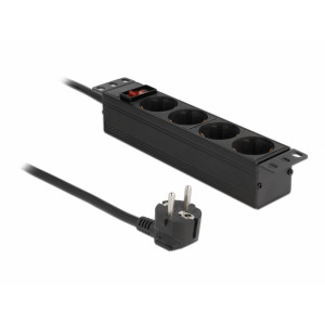 10″ Power Socket 4-way with protective contact switch 1U black 66817
