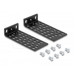 This mounting set by Delock can be used for installation of various devices for e.g. a switch in 10″ or 19″ racks and wall-mounted cabinets.Includes: 2 x mounting bracket, 8 x screw M4 x 8 mm, 4 x screw M6 x 16 mm, 4 x caged nut, 4 x washer. 67281