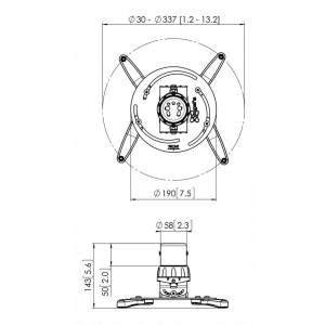PPC 1500W Projector ceiling mount, White 7015001