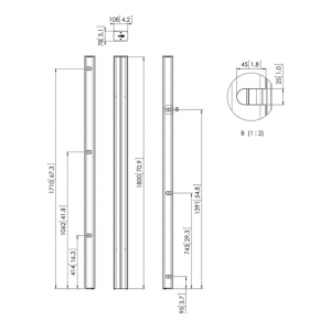 PUC 2718 Pole-XL 180cm for Trolley & Floor plate Silver 7227184
