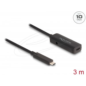 This active USB cable by Delock can be used to extend a USB connection by 3 m. The cable has an additional DC power socket to which an optional power supply can be connected. This ensures optimum data transmission even when used with powerful devices such