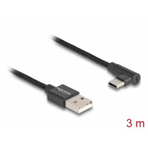 USB 2.0 Cable Type-A male to USB Type-C™ male angled 3 m black 80033