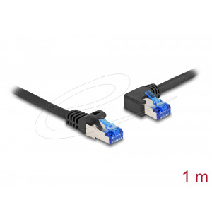 This network cable by Delock can be used to connect different networking devices, e.g. a NIC to a switch or a patch panel.The angled plug enables a space-saving installation in tight spaces behind appliances or in network closets. 80218