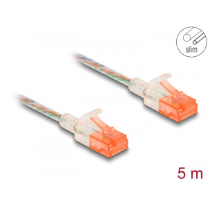 RJ45 Network Cable Cat.6A U/UTP Slim 5 m transparent 80356