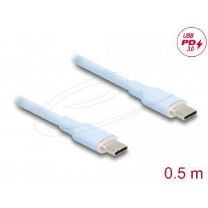 USB-C M-M PD60W 0.5m Silicone blue 81233