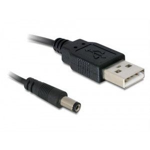 82197 USB kontakt till DC 5. 5 x 2. 1 mm hane 1. 0m, svart 82197