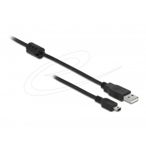 This USB cable by Delock enables the connection between a device with a Mini USB connector and a PC or a laptop equipped with a free USB port. 82273