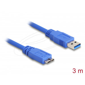 This USB cable by Delock allows you to connect devices with a USB 5 Gbps Type Micro-B connector to a PC or laptop with a free USB port. 82533