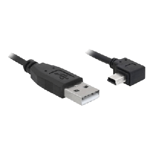 Cable USB-A male > USB mini-B male angled 90° left 82684