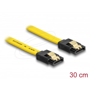 This SATA cable by Delock enables the internal connection of various SATA devices, e.g. HDDs, controller cards or Flash memories. It complies with the latest standard and provides a data transfer rate of up to 6 Gb/s. It is downwards compatible to the pre