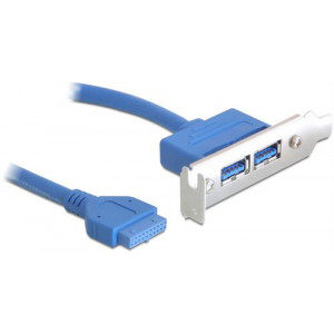 Intern kabel för USB 3. 0, PCI-lågprofils täckplåt, 1xIDC20 ha - 2xUSB 3. 0 A ho, 0,4m. 82976