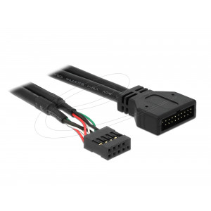 This USB pin header cable by Delock enables the connection of different USB 3.0 devices through the USB 2.0 pin header of your mainboard. 83281