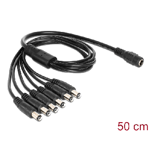 Power splitter, one 24V DC female to six 24V DC male, 0.5m, black 83289