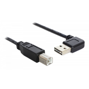 Easy-USB 2. 0, vinklad typ-A hane till typ-B hane, 1m, svart 83374