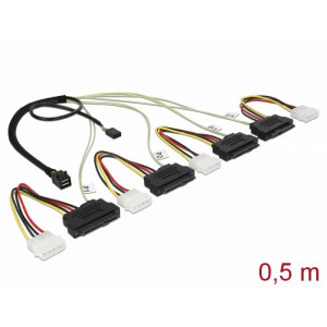 Cable Mini SAS HD SFF-8643 > 4 x SAS SFF-8482 + power + Sideband 0.5 m 83390
