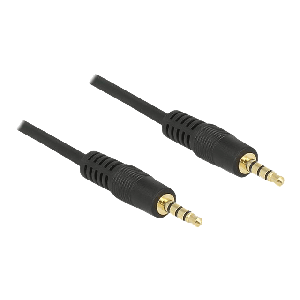 Stereo Jack Cable 3.5 mm 4 pin male to male 1 m, black 83435