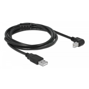 USB 2. 0-kabel, Typ-A hane > USB 2. 0 Typ-B hane vinklad, 2 m, svart 83528