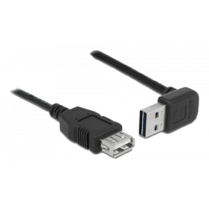 Förlängningskabel EASY-USB 2.0 Typ-A hane vinklad upp / ner > USB 2.0 Typ-A, hona svart 2m 83548