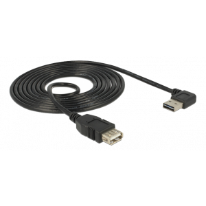 Förlängningskabel EASY-USB 2.0 Typ-A hane vinklad vänster / höger > USB 2.0 Typ-A, hona 1m 83551