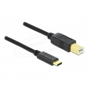 This USB cable by Delock enables the connection between a device with a USB Type-B connector and a PC or a laptop equipped with a free USB Type-C™ port. 83601