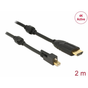 Cable mini DisplayPort 1.2 male with screw > HDMI male 4K Active black 2 m 83730
