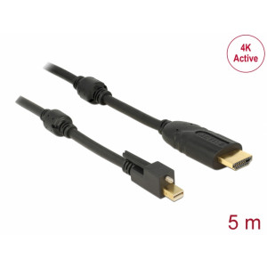 Cable mini DisplayPort 1.2 male with screw > HDMI male 4K Active black 5 m 83732