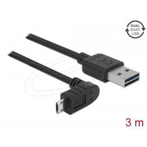 Cable EASY-USB 2.0 Type-A > Micro-B angled up/down 3 m black 83857