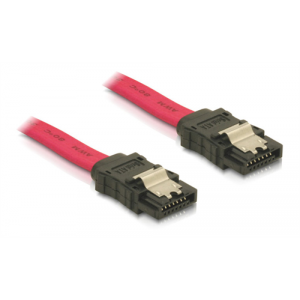 SATA-kabel, 3Gb/s, låsclip, 0,5m, röd 84302