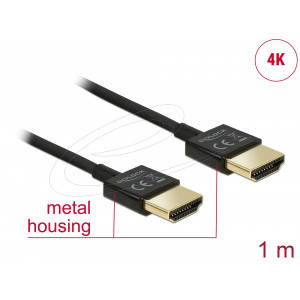 This High Quality High Speed HDMI with Ethernet cable by Delock stands out due to its slim diameter and its short connectors. The triple shielded cable combines fast data transfer as well as audio- / video- and Ethernet connection. Due to the support of a