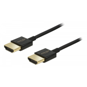 HDMI-kabel, 3m, HDMI hane - HDMI hane, tunn kabel, guldplätterade kontakter, svart 84774