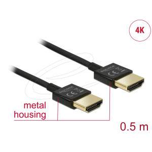 This High Quality High Speed HDMI with Ethernet cable by Delock stands out due to its slim diameter and its short connectors. The triple shielded cable combines fast data transfer as well as audio- / video- and Ethernet connection. Due to the support of a