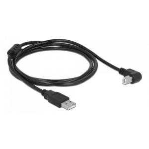 USB 2. 0-kabel, Typ-A hane > USB 2. 0 Typ-B hane vinklad, 1,5 m, svart 84810