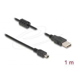 This USB cable by Delock enables the connection between a device with a Mini USB connector and a PC or a laptop equipped with a free USB port. 84912