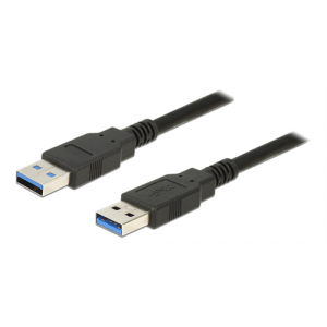 USB 3.0 kabel, 1m, USB-A ha, USB-A ha, 28 AWG data, 24 AWG ström, upp till 5Gbps, svart 85060