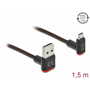 EASY-USB 2.0 Cable Type-A male to EASY-USB Type Micro-B male angled up / down 1.5 m black 85267