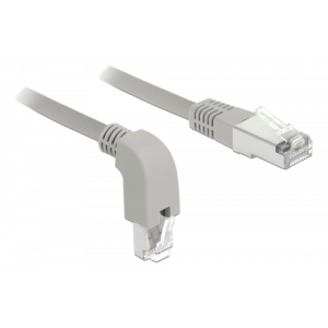 Nätverkskabel RJ45 Cat. 6A S/FTP neråtvinklad/rak 0,5m, grå 85873