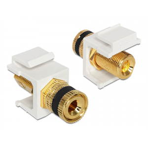 Keystonemodul, binding post(svart) - thread nut, för keystone-portar med 19,2x14,9mm, vit 86303