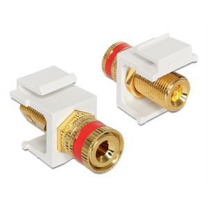 Keystonemodul, binding post(röd) - thread nut, för keystone-portar med 19,2x14,9mm, vit 86304