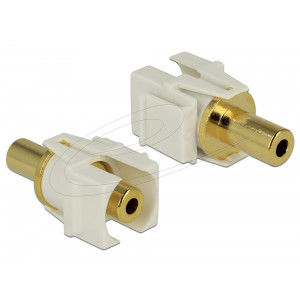 Keystone 3.5mm Stereo Jack Female-Female, 3-Pin, Gold, White 86336